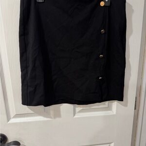 Michael Kors Black Pencil Skirt with Gold Buttons –‎ Size L (NWOT)